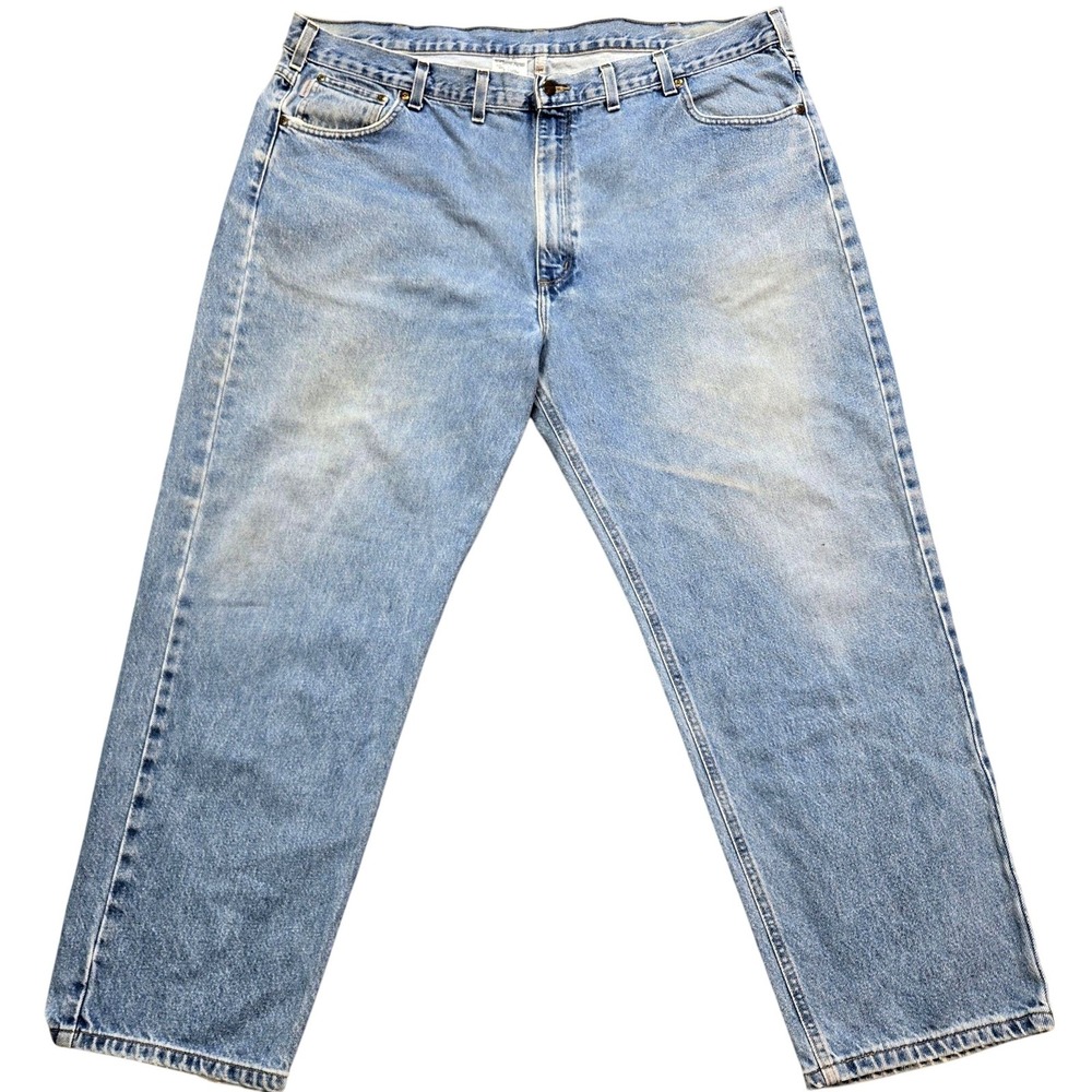 Carhartt Jeans Mens 44x29 Blue Straight Relaxed Fit Light Wash B17-DST Denim